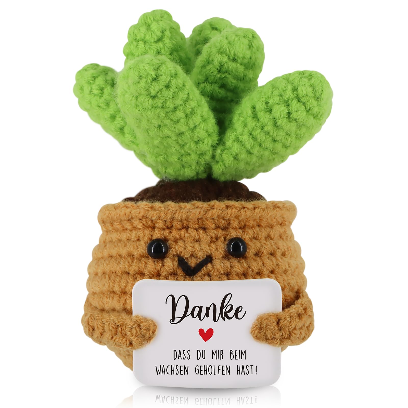 WenmthG Danke Geschenk Positive Sukkulente Deutsch Glücksbringer, Dankeschön Geschenke für Freunde Kollegen und Famili Gestrickte Sukkulente Positive Kartoffel Deutsch Ersatz