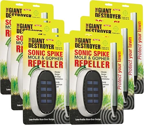 Sonic Spike - Repelente de topos y topos - Picos repelentes ultrasónicos de animales con energía solar - Repele a los roedores del césped, jardín y