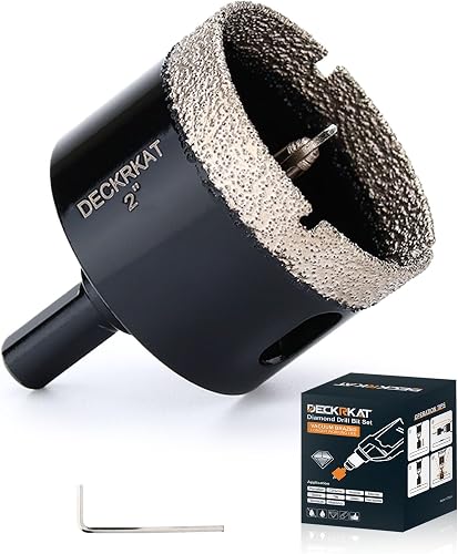 DECKRKAT 2" Diamond Hole-Saw Bits with Pilot Drill Bit - 2" Diamond Tipped Tile Hole Saws with Guiding Bit Accurate Drilling for Porcelain Tile Ceramic Pottery Granite Stone Glass Bottles 50mm