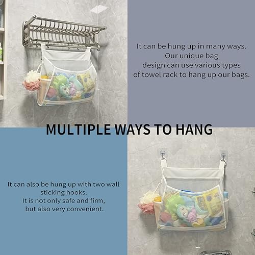 Miniatura 3 de Organizador de juguetes de baño de malla para bebé, múltiples formas de colgar, capacidad ultra grande y gran apertura, soporte para juguetes de