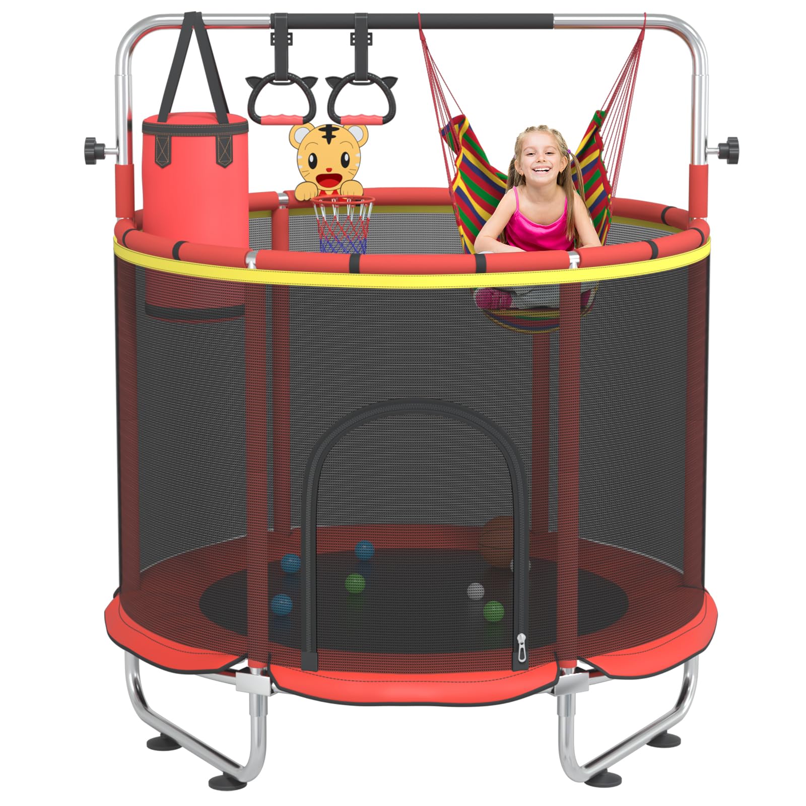 60” Trampoline for Kids,500lbs Capacity Indoor&amp;Outdoor Toddler Trampoline