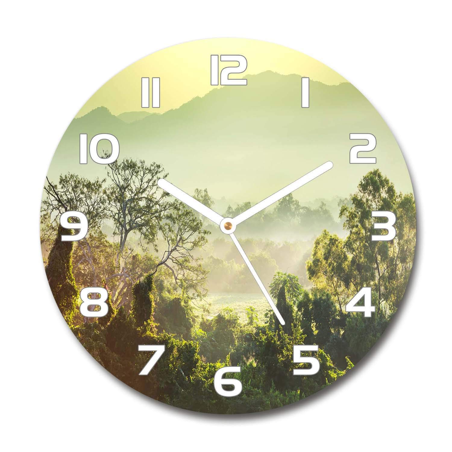 Horloge en verre jungle 60x60cm silencieuse de salon
