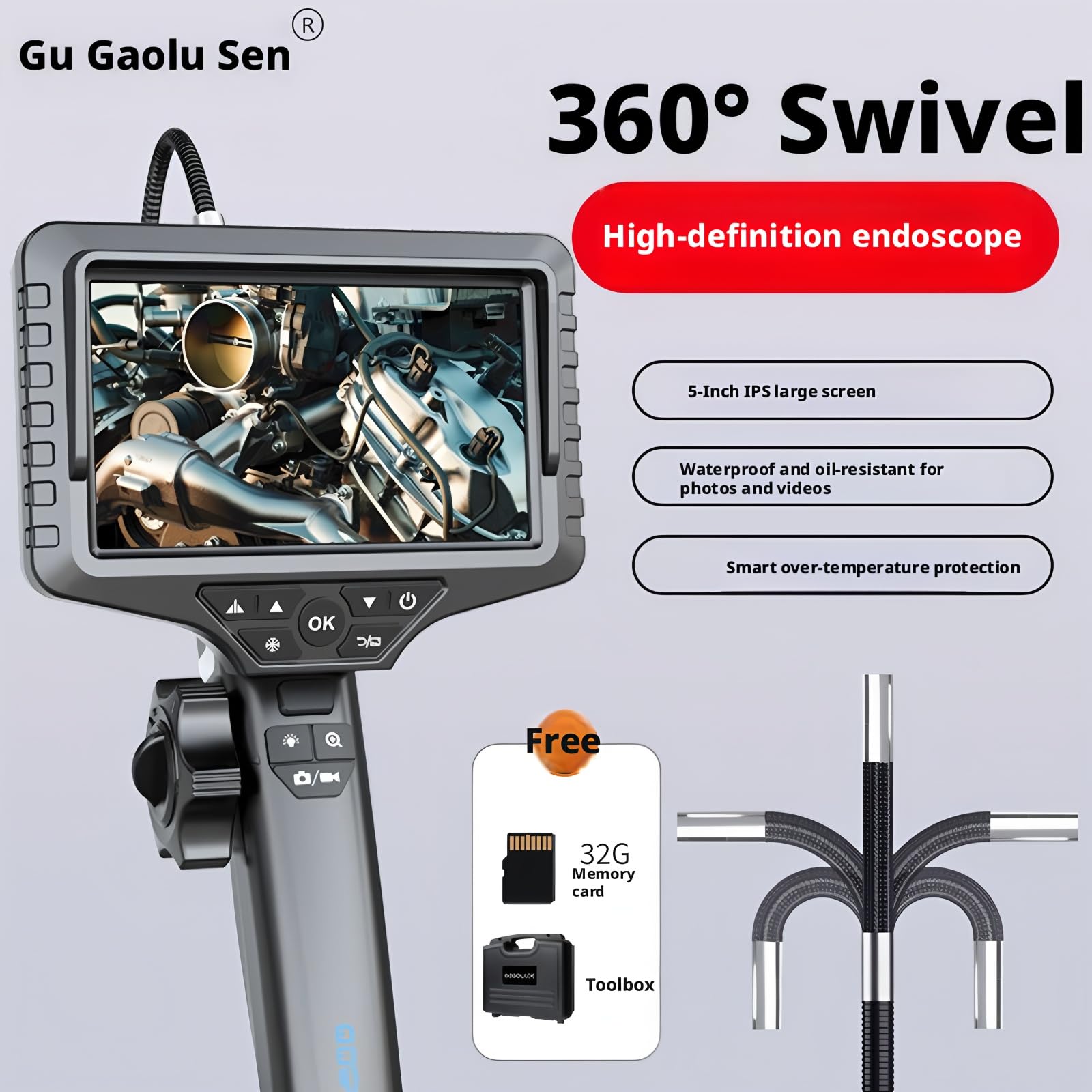 Borescope GL-500M Inspection camera Endoscope 6mm 5M Single Lens 1080P