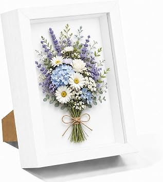 3D Picture Frame for Filling 15.2 x 20.3 cm Deep Wooden Picture Frame up to 3 cm Deep Picture Frame for Filling Objects Flowers Wedding Gift or Memorabilia White