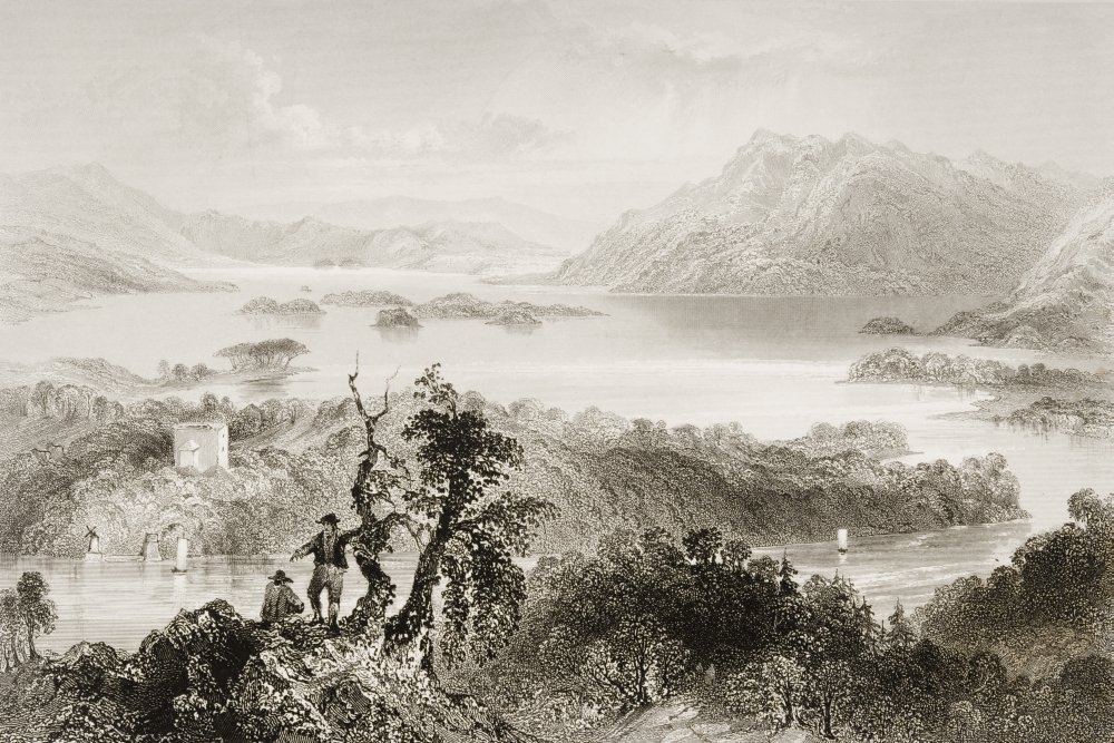 Hazlewood e Loch Gill, Contea di Sligo, Irlanda. Disegnati da W.H.Bartlett, incisi da G.K. Richardson. Dallo scenario e dalle antichità dell'Irlanda_ da N.P. Willis e J. Stirling Coyne