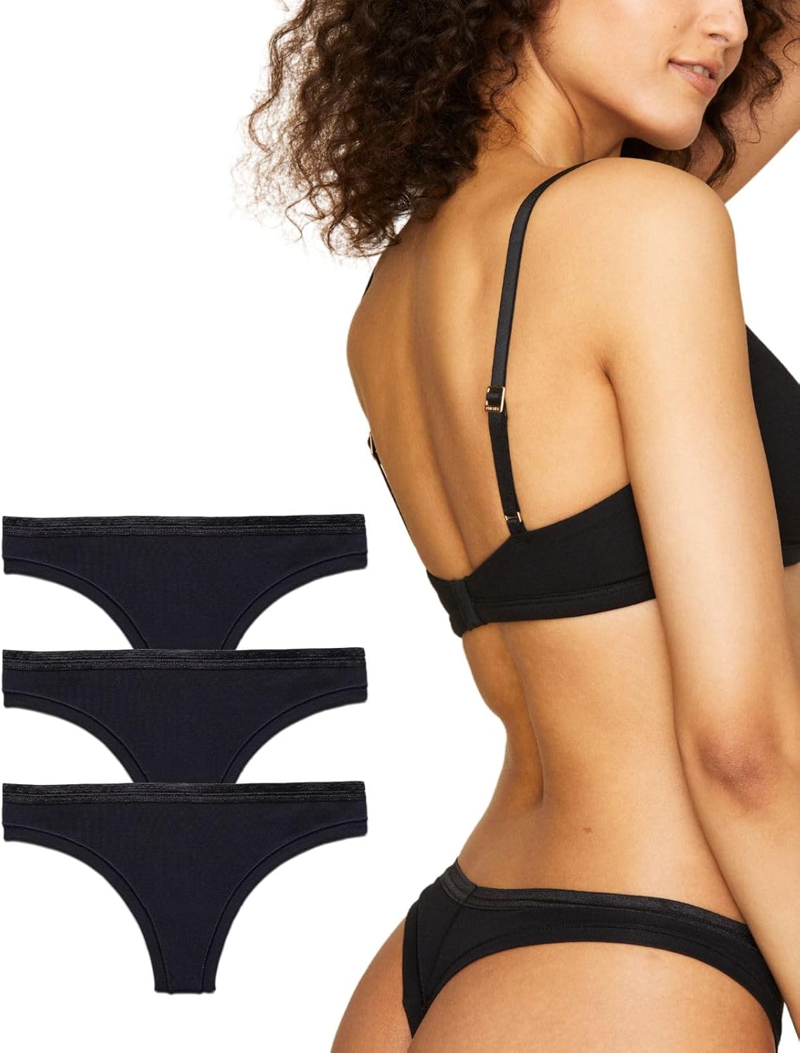 Subset Women’s Low Rise Organic Cotton Thong 3 Pack,Breathable Tag Free,Comfortable Everyday Thong, No Show Knickey Underwear