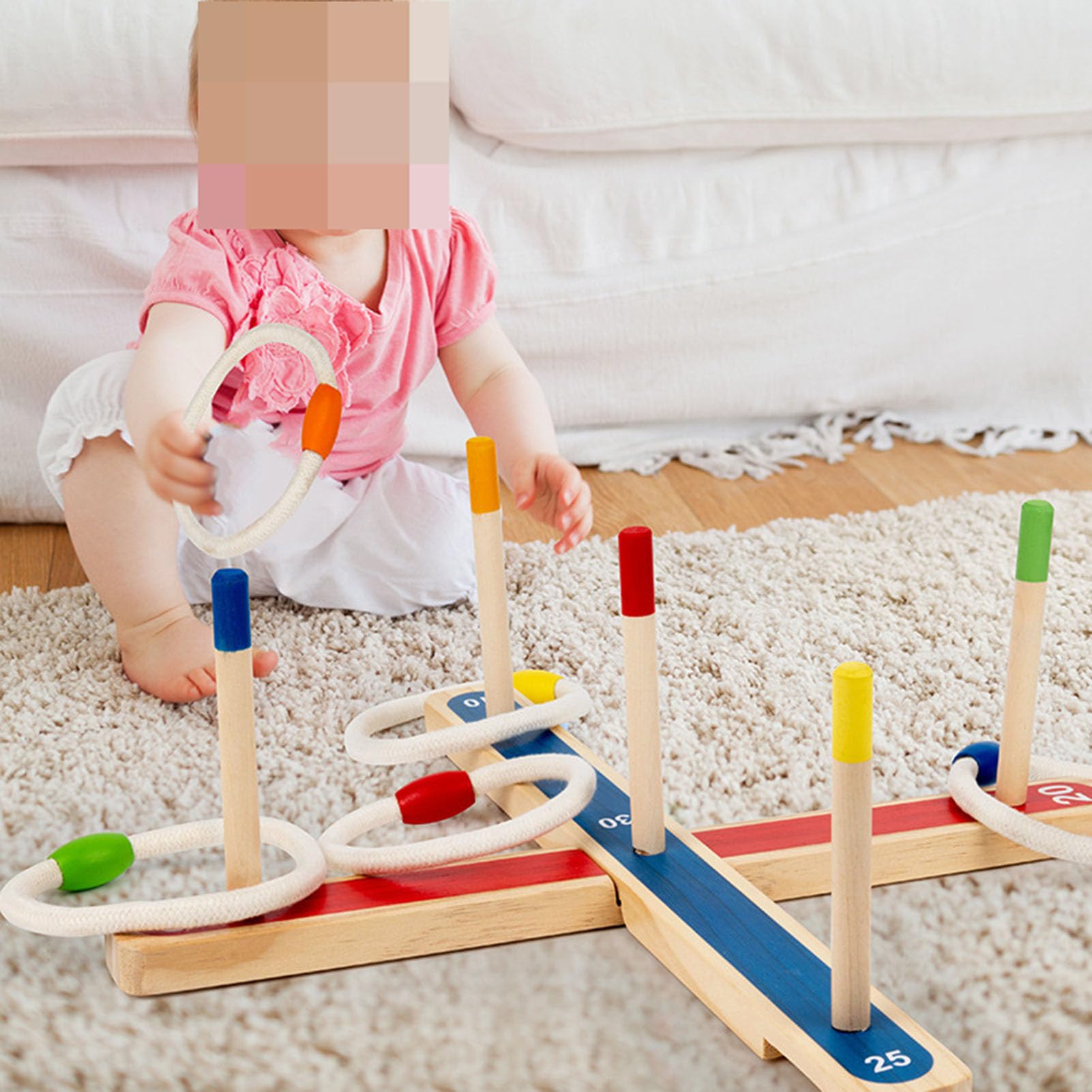 Set di Gioco di Lancio ad Anelli in Legno, Gioco di Lancio con Anelli per Interni ed Esterni con Segnapunti