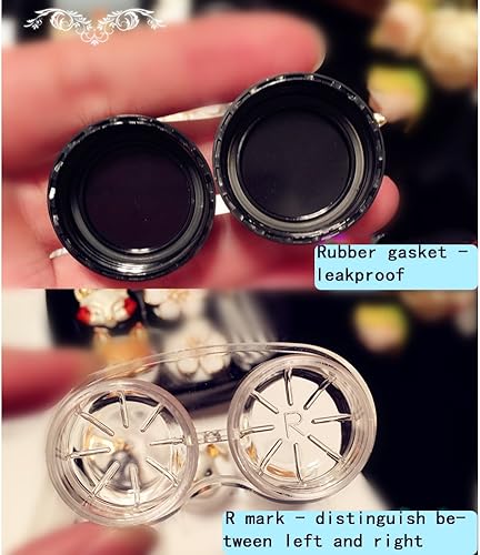 Miniatura 5 de Paquete de 2 fundas para lentes de contacto a la moda, bonita corona, a prueba de fugas, kit de caja portátil con espejo (paquete de 2 unidades,