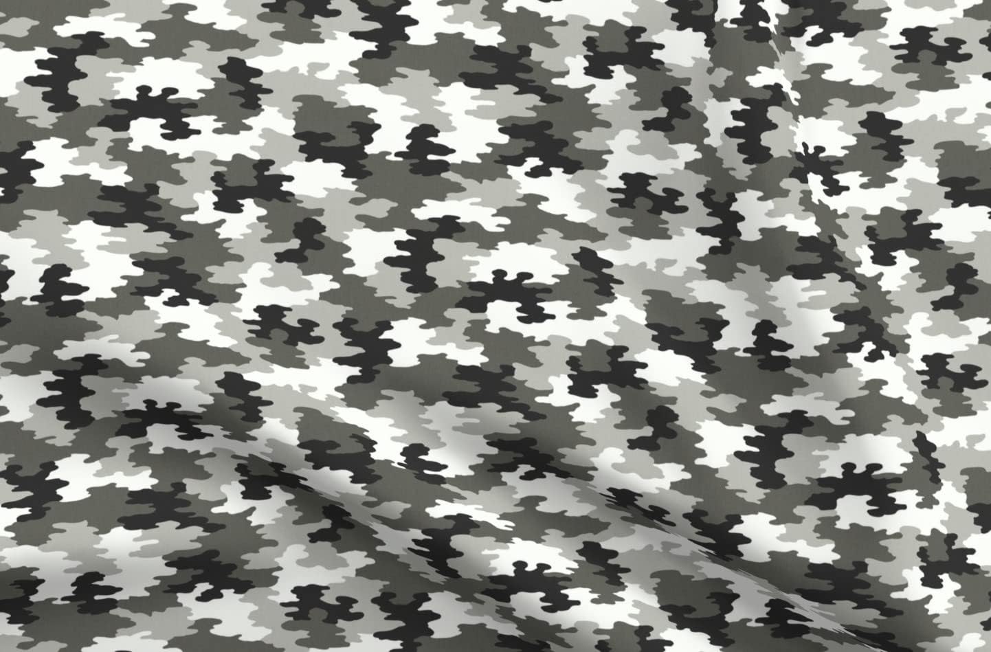 Spoonflower Fabric - Camo Black White Grey Camouflage Army Monochrome Gray Printed on Minky Fabric by The Yard - Sewing Baby Blankets Quilt Backing Plush
