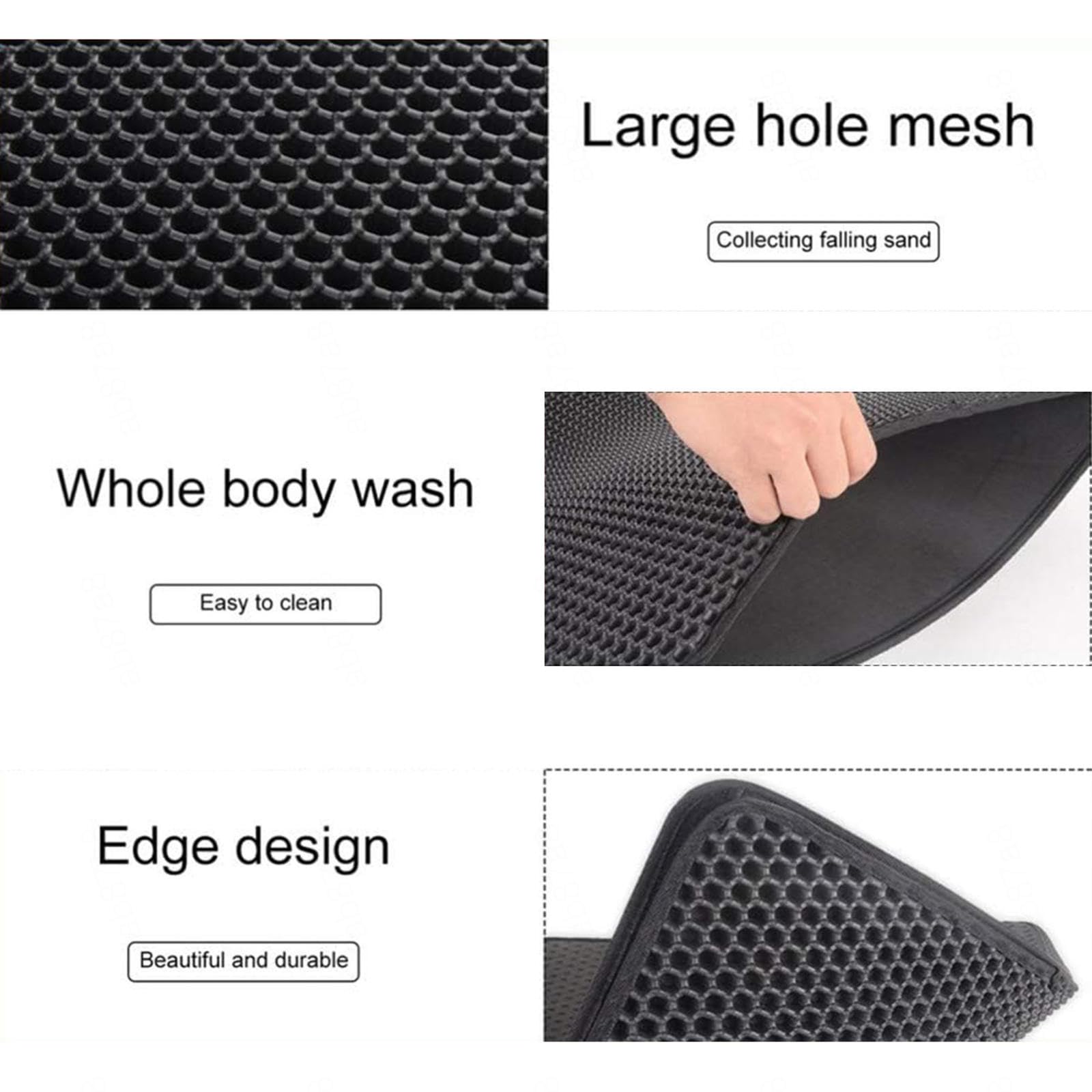 Mata do żwirek dla kotów, 60 x 90 cm/116 x 66 cm, podwójna warstwa designerska, mata przeciw moczowi i wodoszczelnemu materiałowi, kontrola rozsypywania Easy Clean, 26 x 46 cali, beżowa