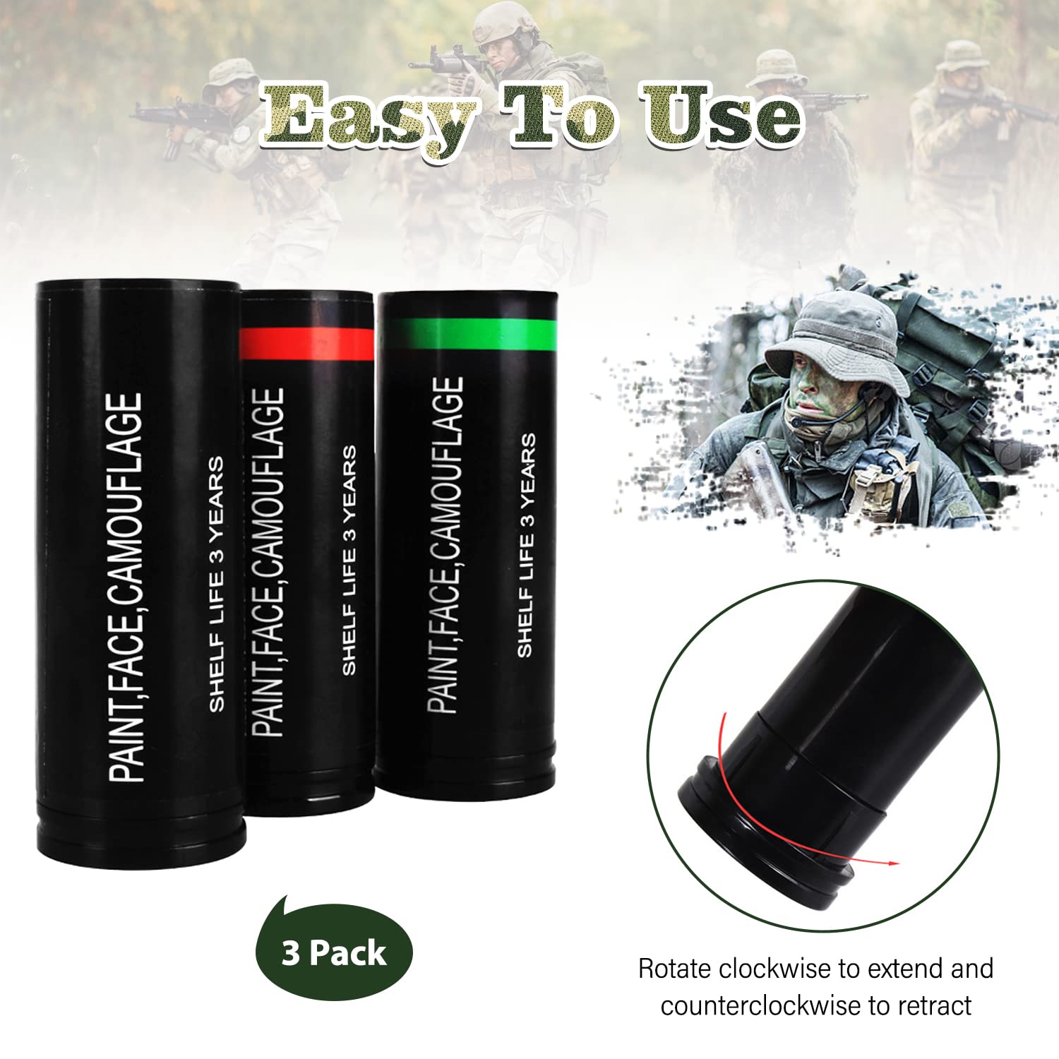 Tkekruh Camouflage Gesichtsfarbe Set - 3 Farben Military Tarnung Für Outdoor