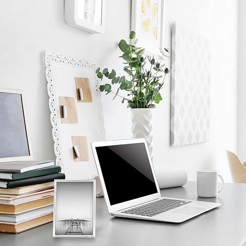 Miniatura 4 de TIZO - Marco de fotos decorativo con borde lineal fino de 5 x 7 pulgadas, marco de fotos de calidad boutique, colección TIZO (plata esterlina 925)