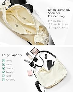 Titosha Medium Nylon Crescent Crossbody Bag Luna Bagfor Women