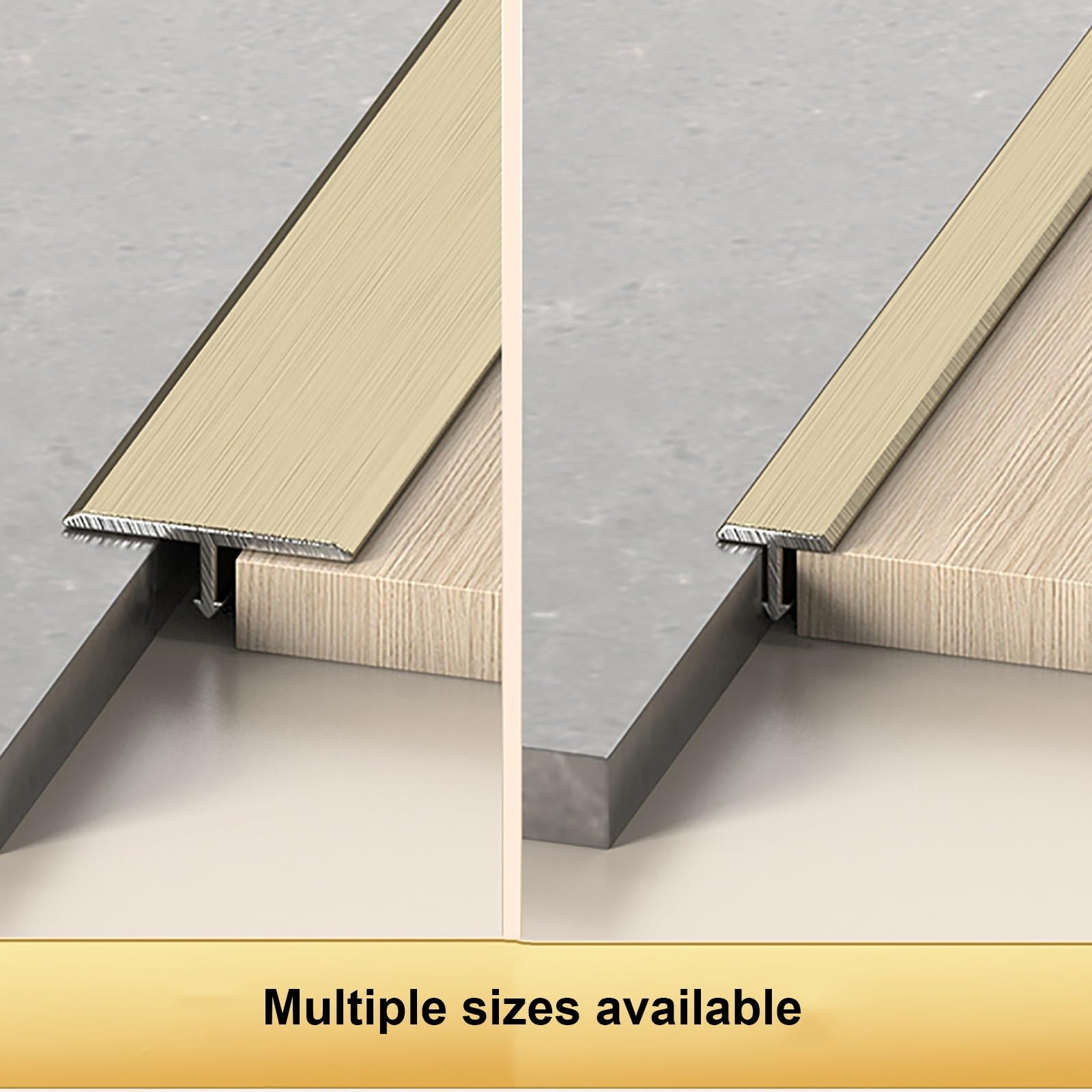 3 tiras divisoras de suelo de aluminio para suelos de madera y azulejos, 3 m, solución duradera y elegante para tratamiento de suelos
