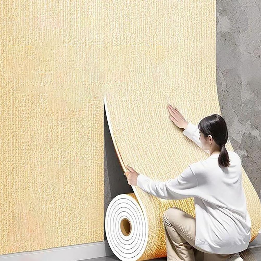 Carta da parati isolante autoadesiva per pareti interne, 5 mm, bianca, 50 x 500 cm (giallo, 50 x 500 cm)