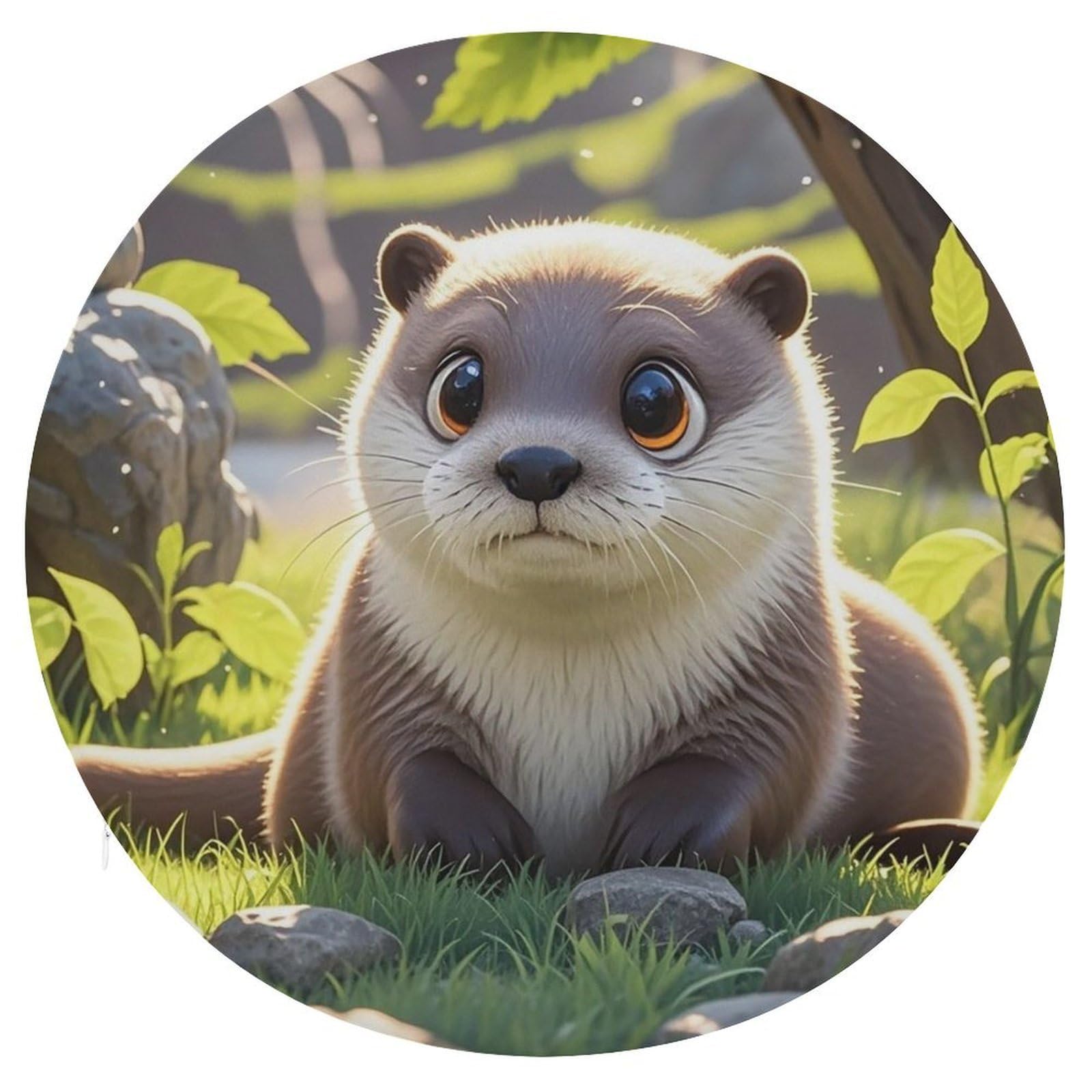 FekiLoot Cartoon Cute Otter Seat Cushion Comfort Memory Foam Seat Cushion Chair Pad Soft Round Stool Cushion Chair Cushion Removable Washable Cover for Home Office Outdoor Bistro 15.35 Inch