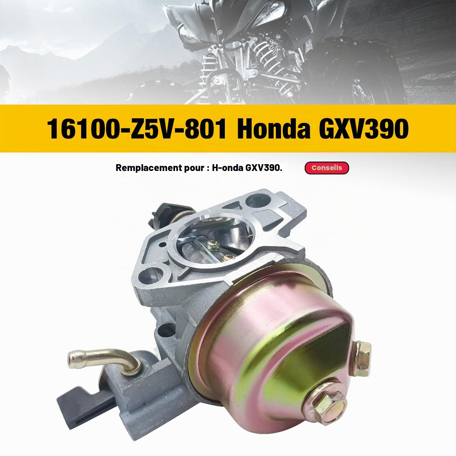 Kit de carburateur Kurihina compatible avec 16100-Z5V-801 adapté au carburateur Honda GXV390