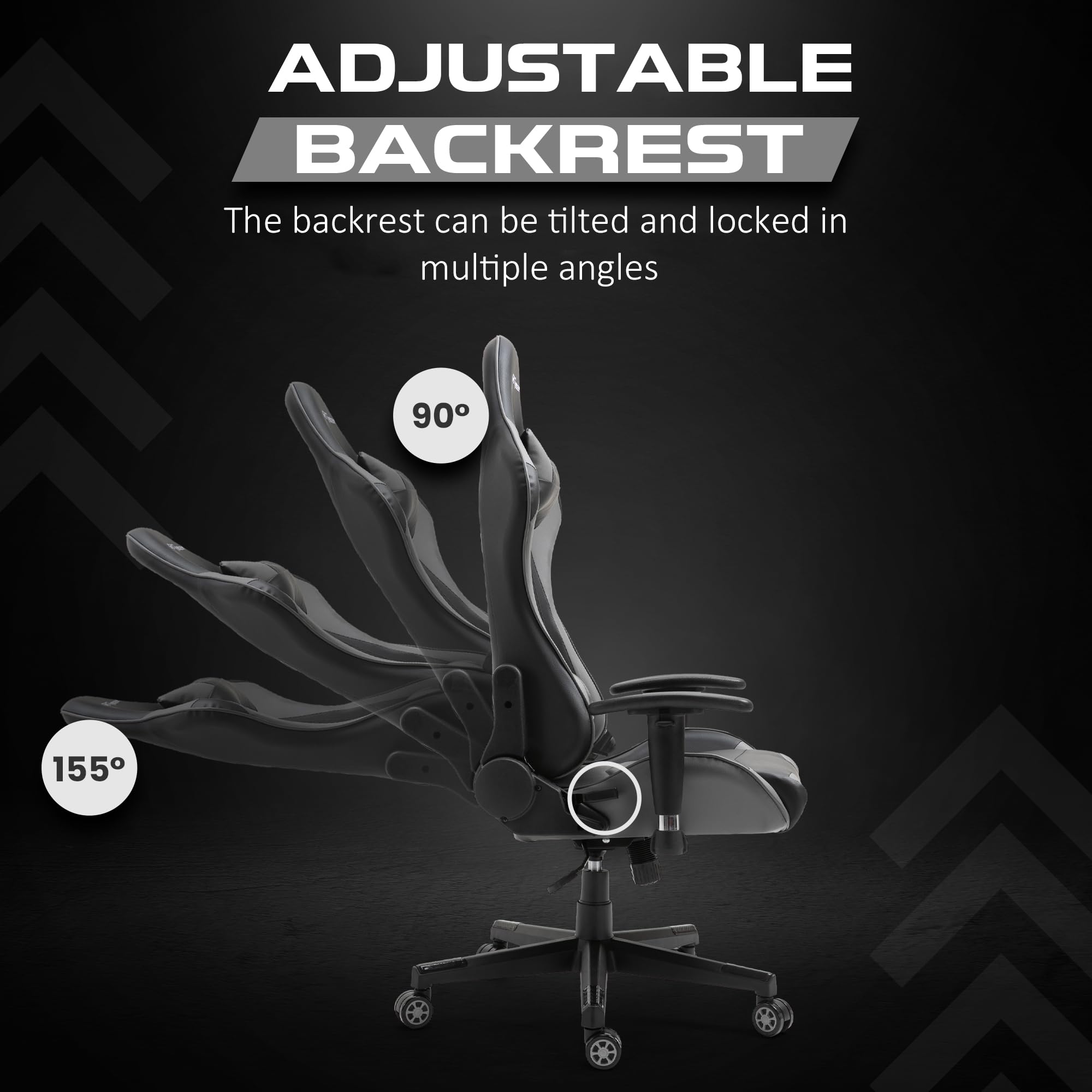 GTRACER Pro Gaming - Silla de oficina ergonómica con reposabrazos ajustables, piel sintética, incluye cojín lumbar y almohada (negro y gris)