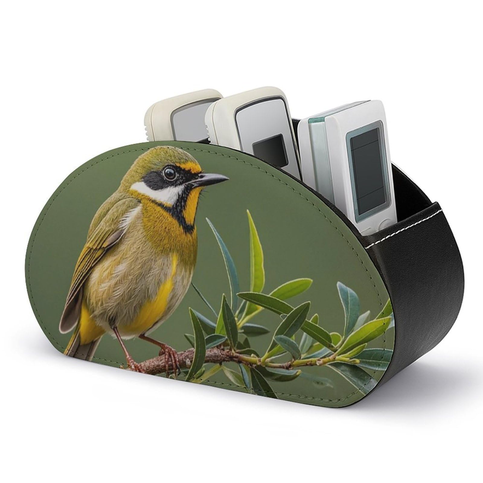 Support de télécommande étanche en simili cuir olive pour organiser 5 contrôleurs de salon