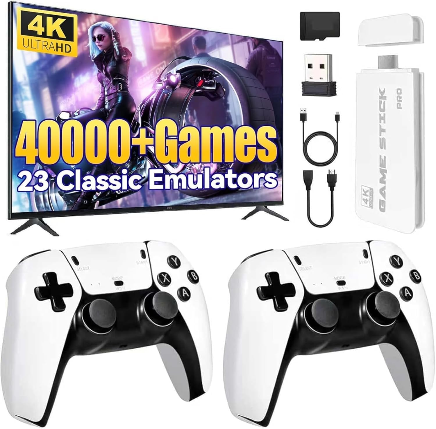 Console de Jeux vidéo 4K Mini avec Deux manettes sans Fil, Connexion HDMI 4K Haute définition à la télévision, Plus de 20 000 Jeux intégrés, Stockage de 64 Go
