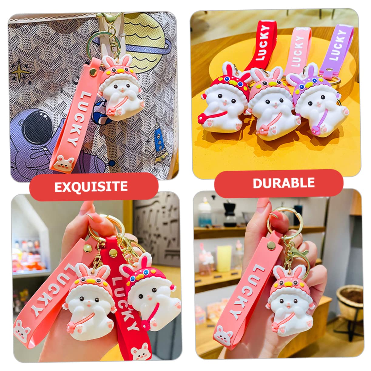 GALPADA 8piezas Llaveros De Conejo De Dibujo De Colgante Para Mochila y Decoración De Fiesta De Año Adorno De Para Mujeres y
