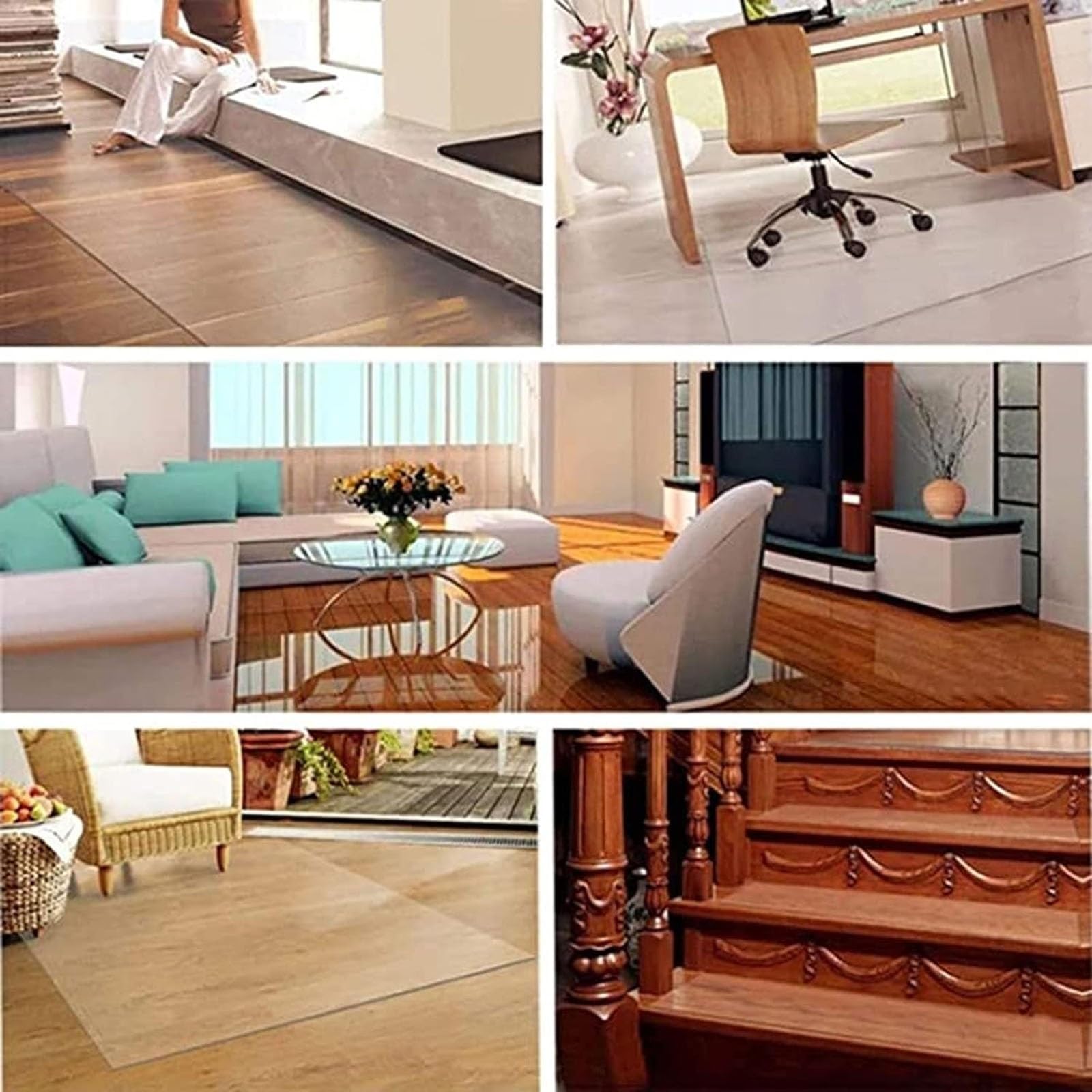 Tapis de couloir en vinyle transparent pour chaise de cuisine et de bureau de 60 x 400 cm de large, durable et antidérapant, élégant et fonctionnel