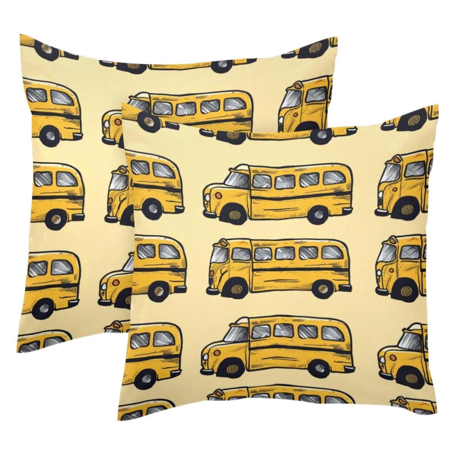 Housses de coussin velours bus scolaire 50x50cm résistantes et lavables pour préserver vos canapés