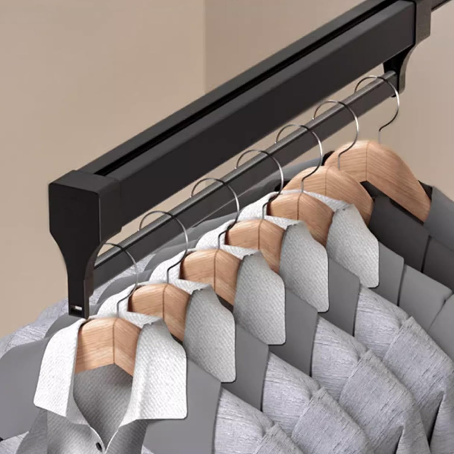 Barra de valet deslizante retráctil, Rodamiento de 55.1 lbs Barra de armario extraíble, Estante de pantalones organizador de aleación de aluminio,