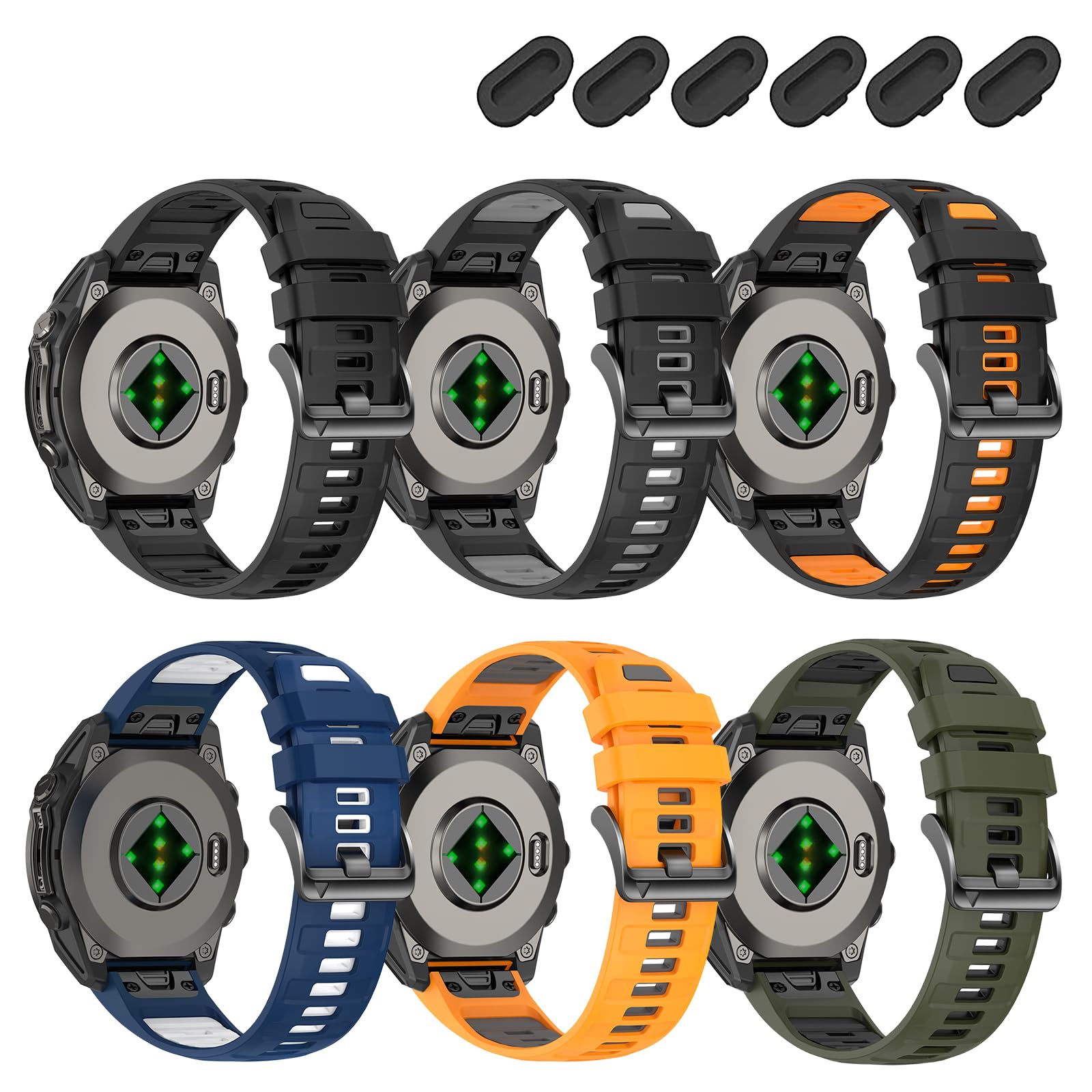 Silikonowy pasek Quickfit, kompatybilny z Garmin Fenix 8 pro 51 mm, Fenix 7X/7X pro/6X/6X pro/5X/5X plus/3/3 H, 26 mm sportowy pasek do zegarka Touch 8, Quatix 8, Descent Mk3i 51 mm, Enduro 3