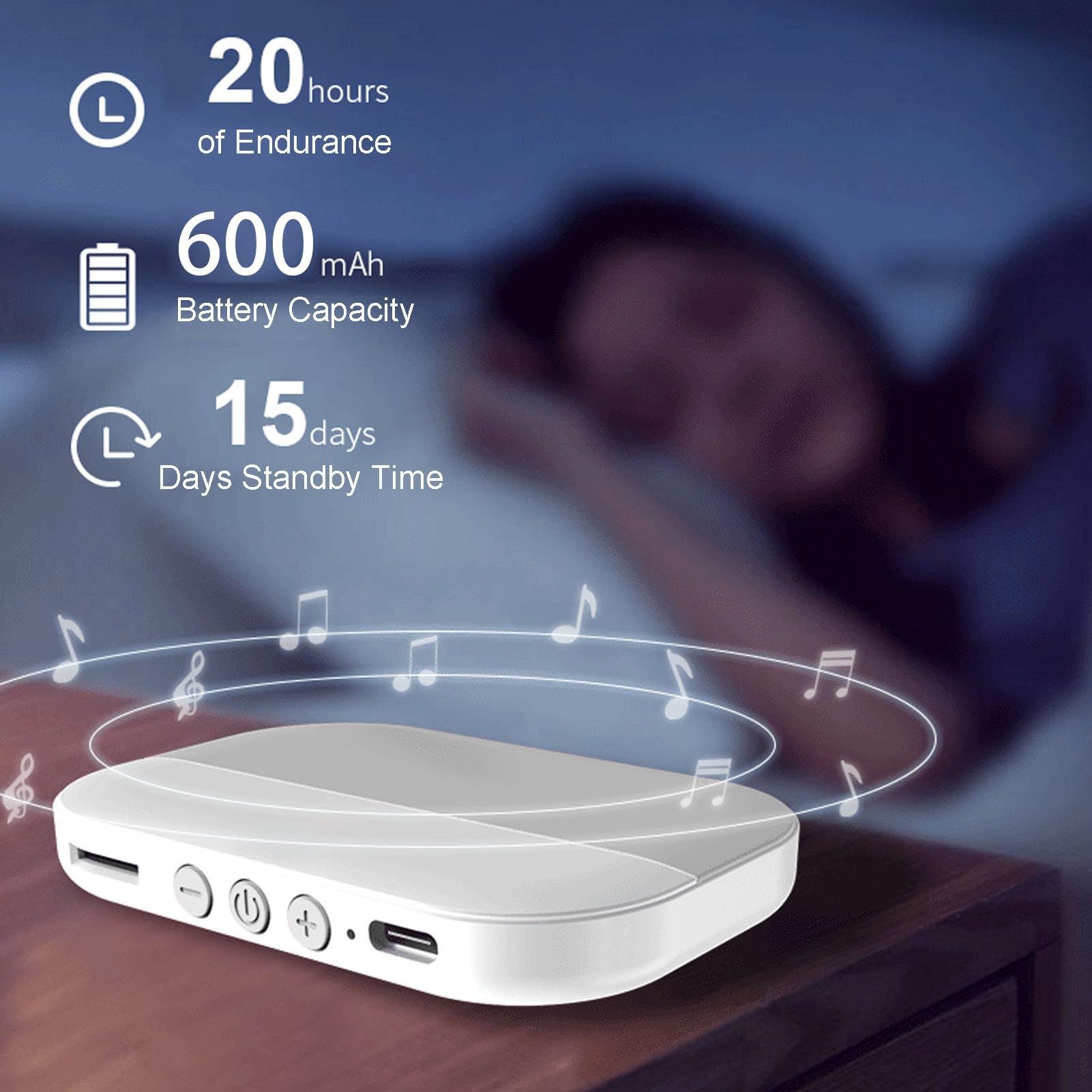 XUMIUZIY Altavoz de Conducción ósea, Altavoz BT5.2 Debajo de la Almohada con Graves Estéreo de 360 ​​Grados y Tiempo de Reproducción de 20 Horas para Dormir (Gray)