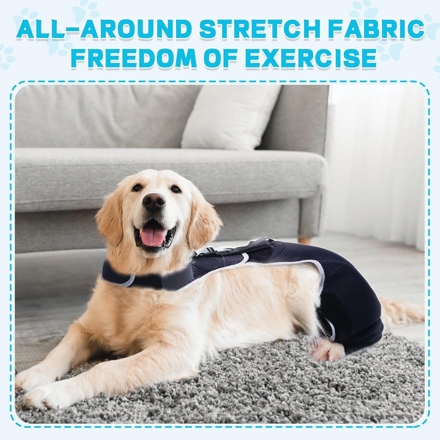 Hunde-Kniebandage für Hinterbeine, mit rutschfestem Geschirr, atmungsaktiv, Hunde-Beinbandage für gerissene ACL, CCL, Arthritis, Luxating Patella nach Operationen, Genesung, Wundschutz verhindert