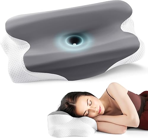 Almohada cervical para alivio de cuello y hombros, almohada de espuma viscoelástica refrescante para dormir, almohada ergonómica de apoyo para el