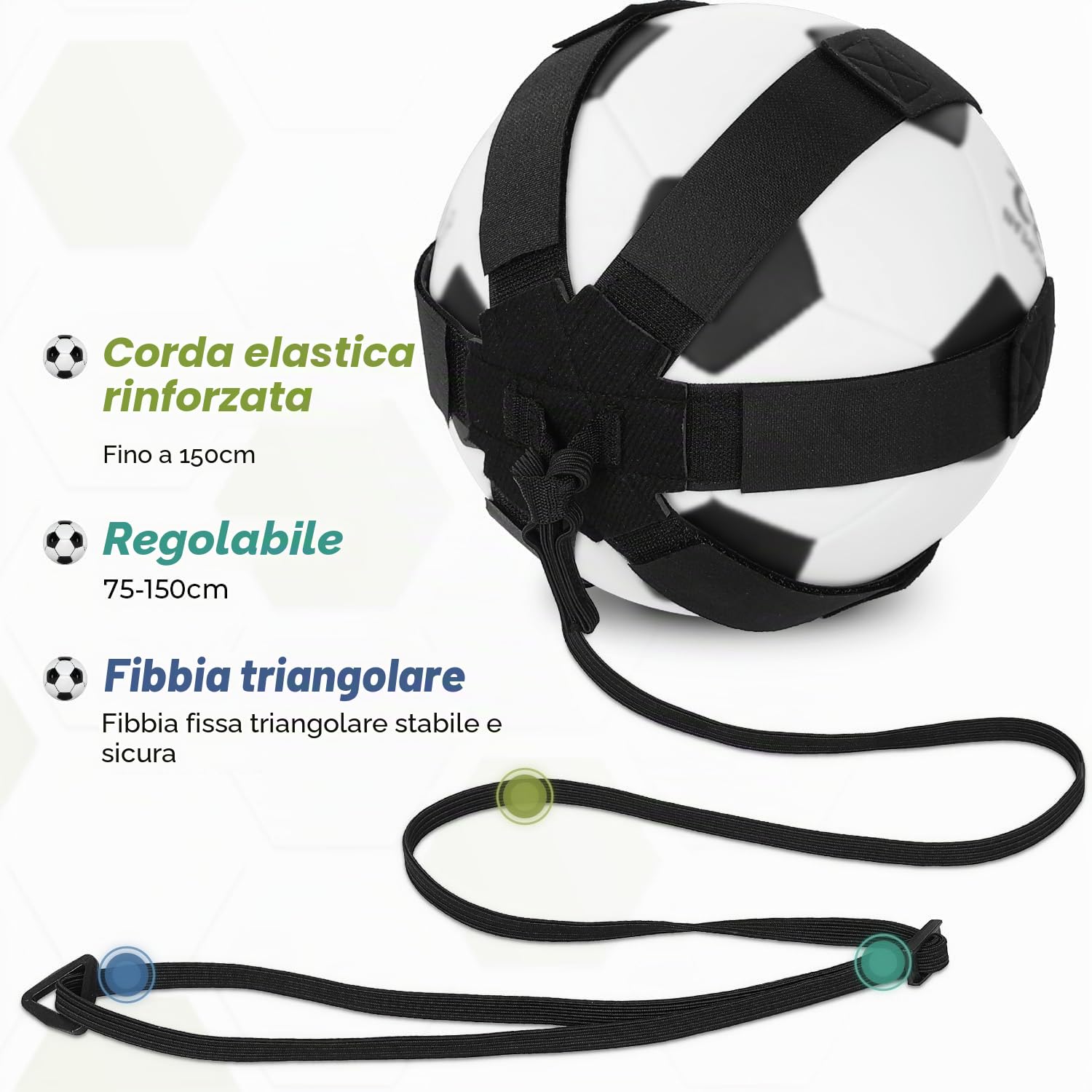 GHB Trainer da Calcio Accessori per L’Allenamento Individuale con Cintura Regolabile Bambini per Controllo Palla e Pallone Regalo per Bambino