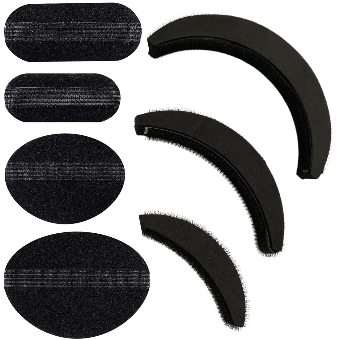 Conjunto de 7 Piezas Base de Aumento de Volumen de Cabello Herramienta Trenzado de Inserción de Cabello Bollos de Esponja Negro