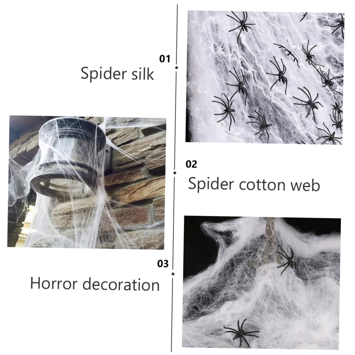 SUPVOX 2 Set Decorazione Halloween Ragno Cotone Allarmante Ragno di Halloween Sospeso Decorazioni Impostore Arredamento Ragnatela Ragnatele Bianca 10 Confezioni*2