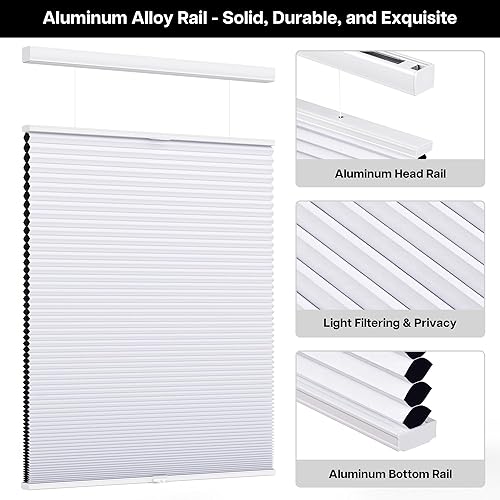 Miniatura 2 de LazBlinds Persianas celulares sin cordones de arriba hacia abajo hacia arriba (TDBU), opacas con bloqueo de luz, persianas plisadas para ventana de