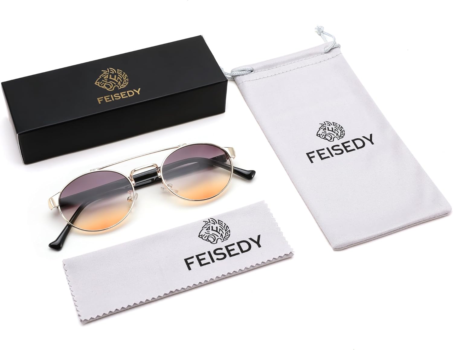 FEISEDY Classic Trendy Oval Sunglasses Women Men Cute Small Shade Metal Frame Sunnies B0264 - Image 6