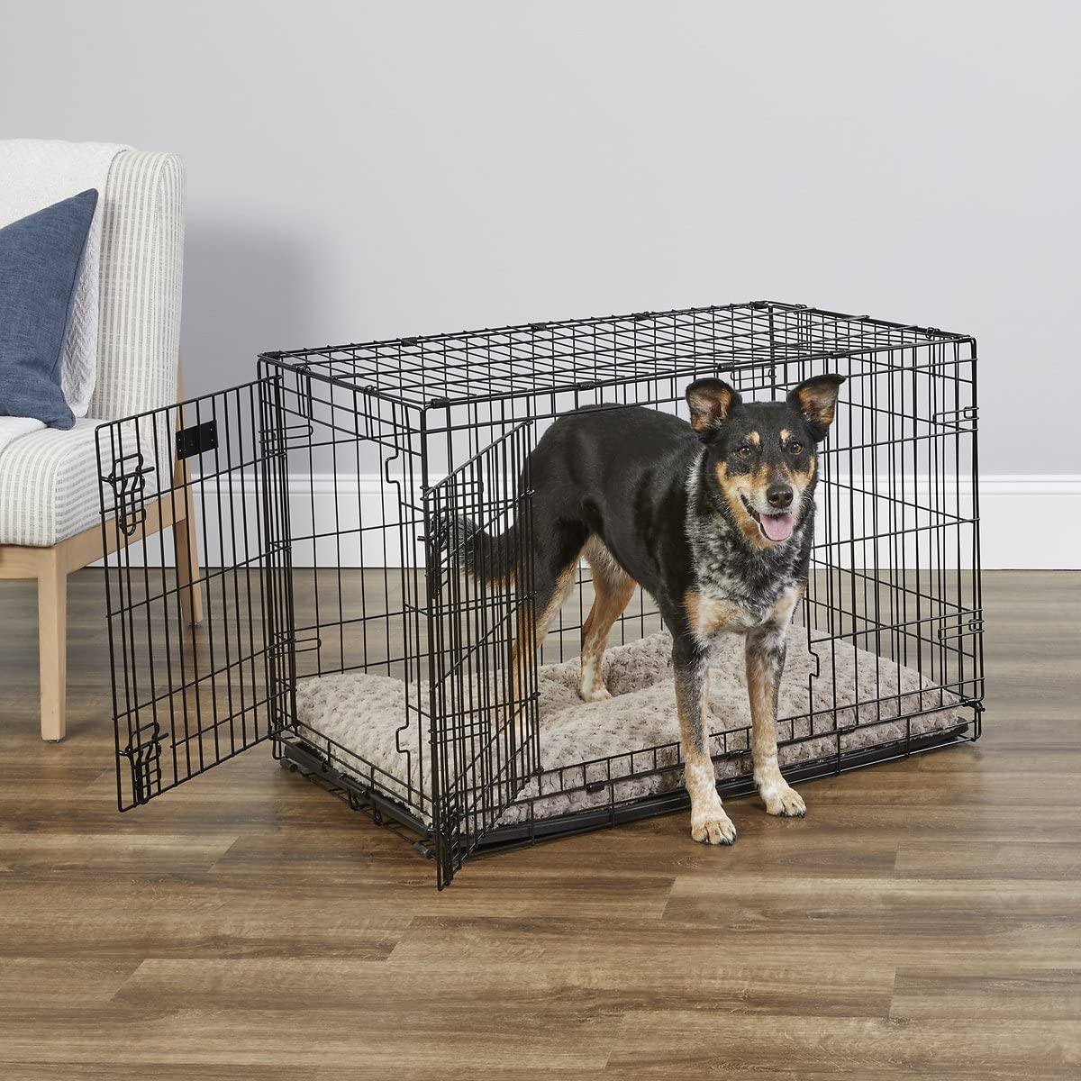 Buy Dog Crate with Divider, Fold & Carry Double Door Collapsible Wire