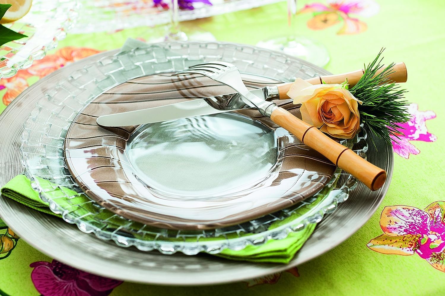 Nachtmann Bossa Nova Collection Set of 2 Dinner plates | Crystal Glass Salad, Pasta, and Appetizer Plates 10.5 Inch Clear Dinnerware | Dishwasher Safe