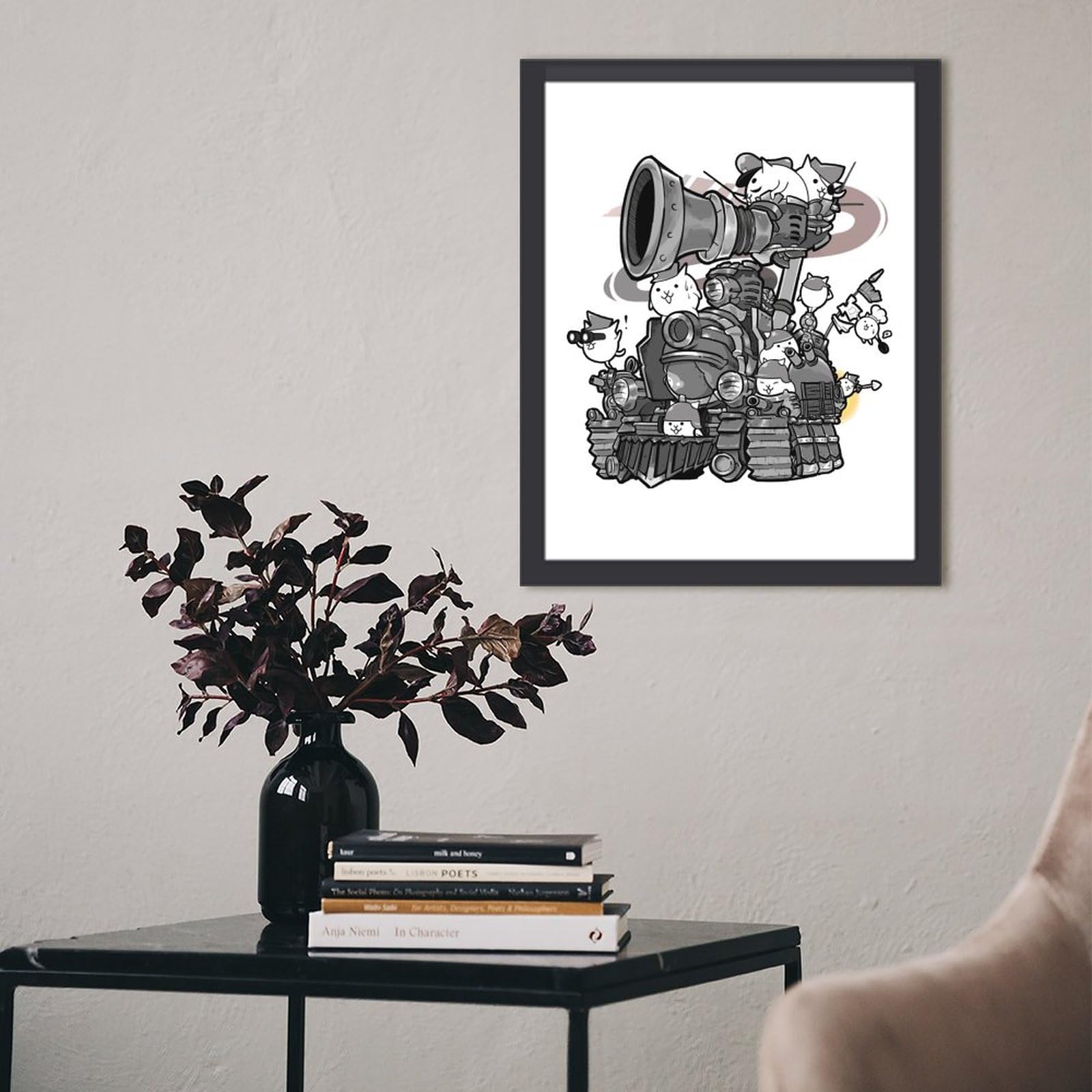 Amazon.co.jp: フォトフレーム 木枠付き にゃんこ大戦争 アート