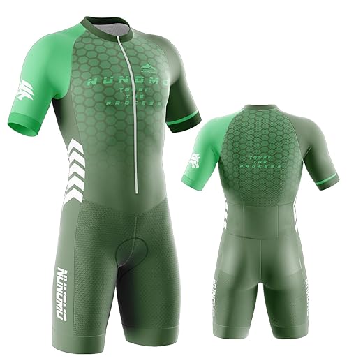 Herren Fahrrad Skinsuit,Triathlon Anzug Herren Herren Radsportanzug gepolstert einteilig Trisuit Bike Top Short Trisuit Einteiler für Wettkampf Einteiliges Radtrikot