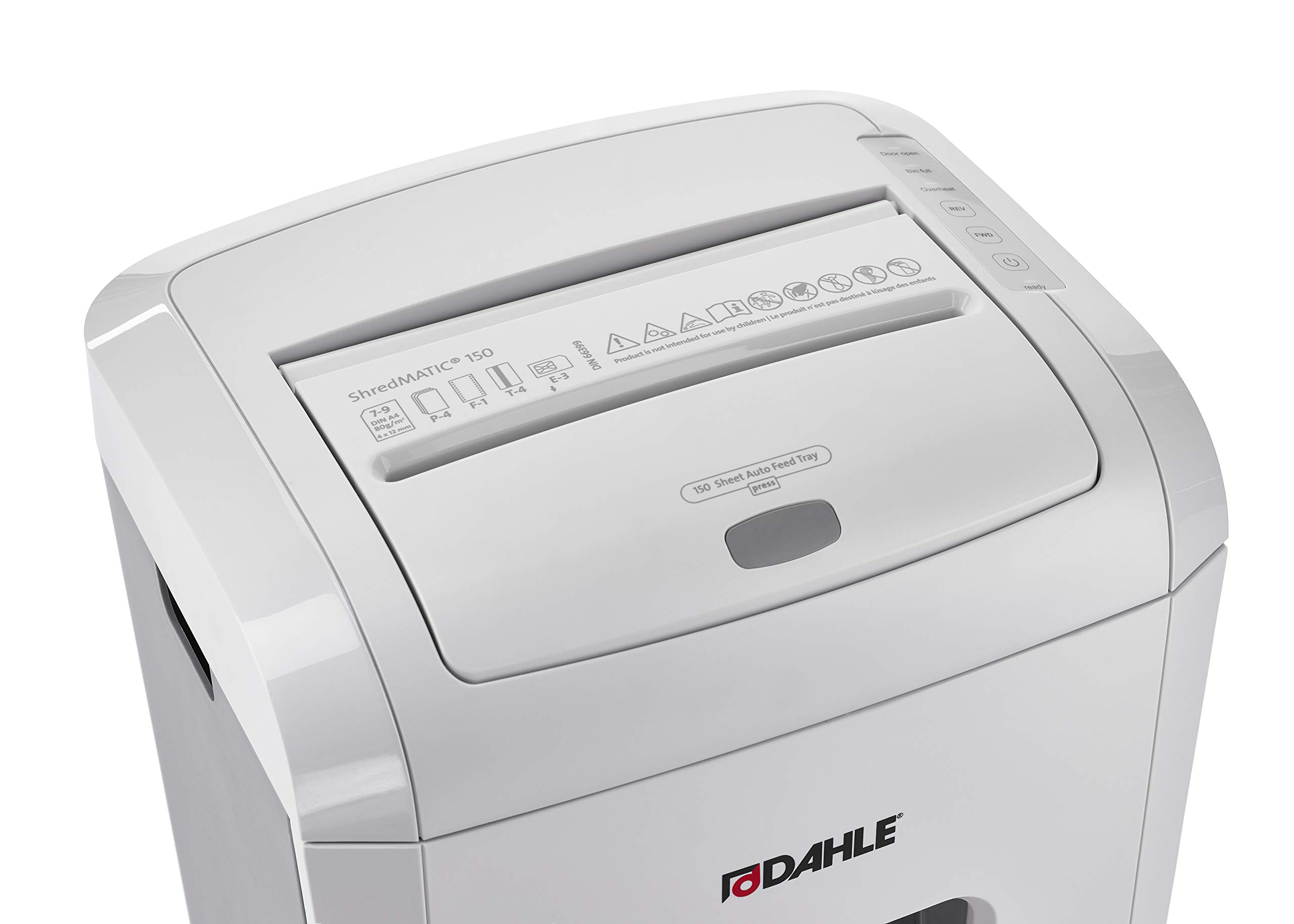 Dahle ShredMATIC 150 Aktenvernichter Autofeed (150 Blatt, P-4, Partikelschnitt, öl- und wartungsfrei, Automatischer Papiereinzug) lichtgrau/staubgrau