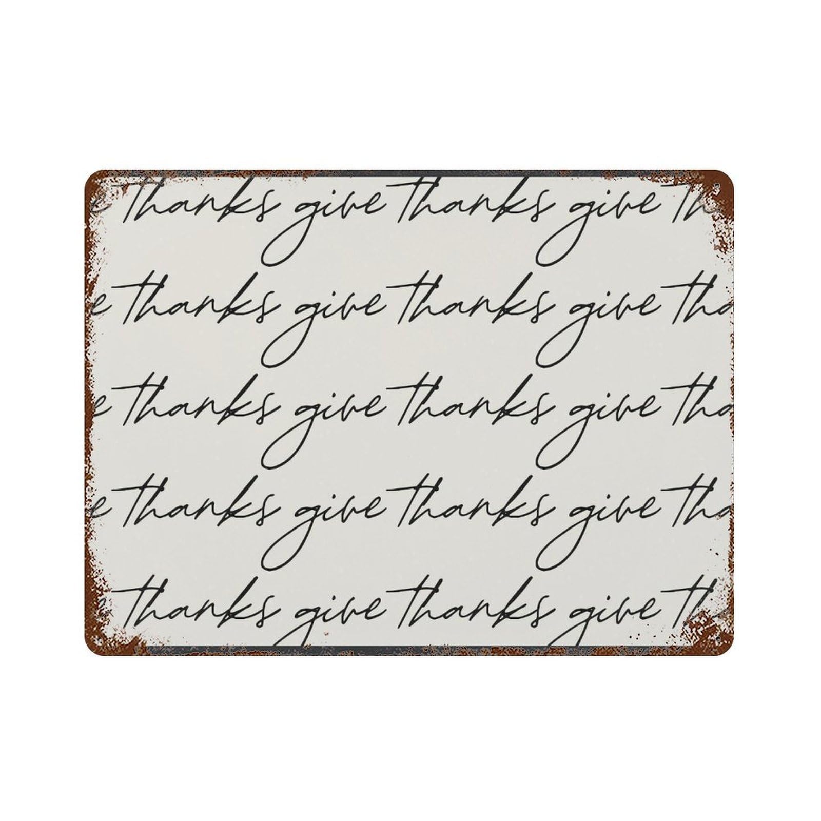 xiaoxiaoshen Thanksgiving Minimalist Handwritten Repeating Pattern Wall Decor Art Metal Tin Poster Modern Home Decor Art Home Bar Shop Decorations Vintage Sign 30x40cm