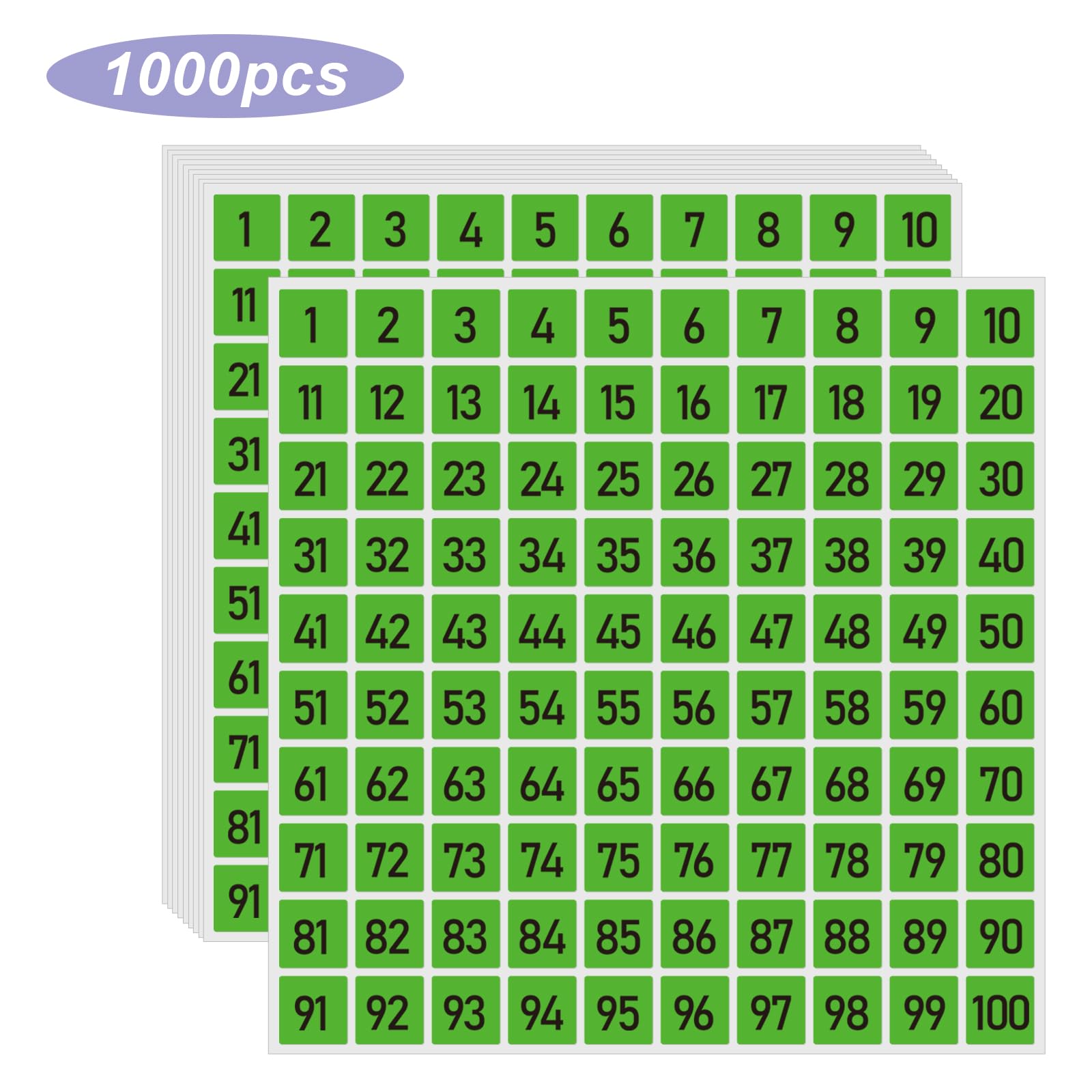 STARLIBOO 1 to 100 Consecutive Number Stickers,1 inch Square Small Number Stickers Labels for Inventory, Storage, Organizing, Boxes, Bins, Toolbox,