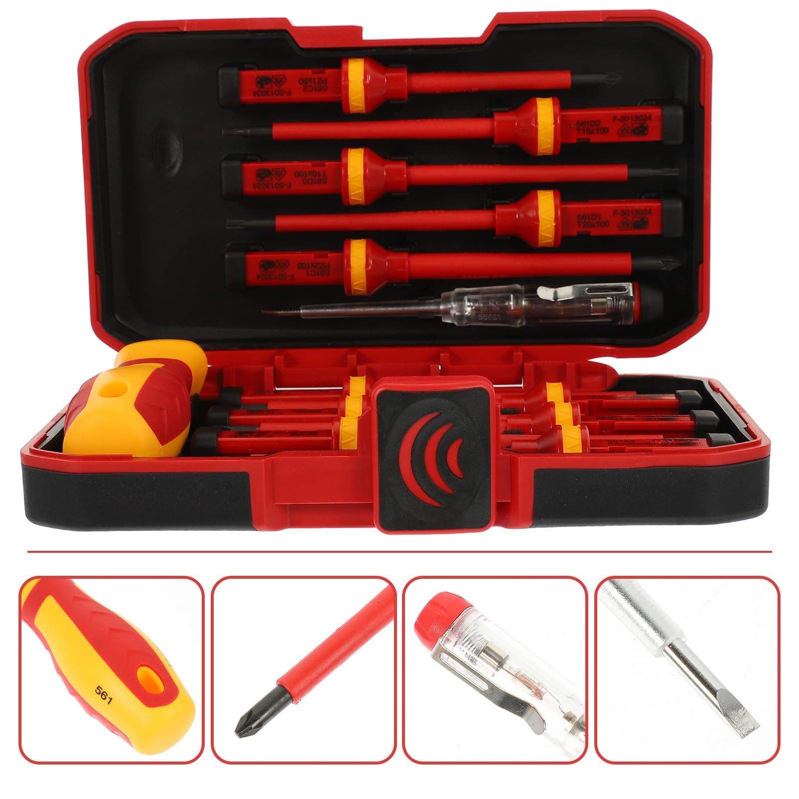 Toddmomy Destornilladores Aislados 13 Piezas Vde 1000 V Punta Pozidriv Ranurada Magnética Acero Vanadio Mango Ergonómico Juego para Electricista Estuche Portátil