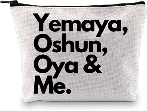 G2TUP Orisha - Bolsa de maquillaje para regalo de orisha para mujer (ideal para regalo de orisha), Yemaya Oshun Oya & Me - Bolsa blanca,