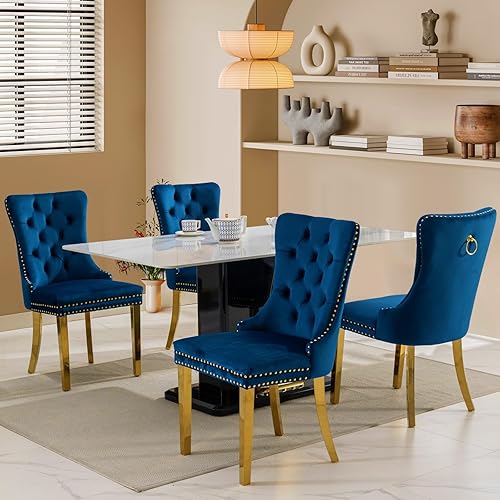 Miniatura 86 de SoarFlash Juego de 6 sillas de comedor de terciopelo, silla lateral de respaldo alto, silla lateral moderna tapizada de alta gama con capitoné y