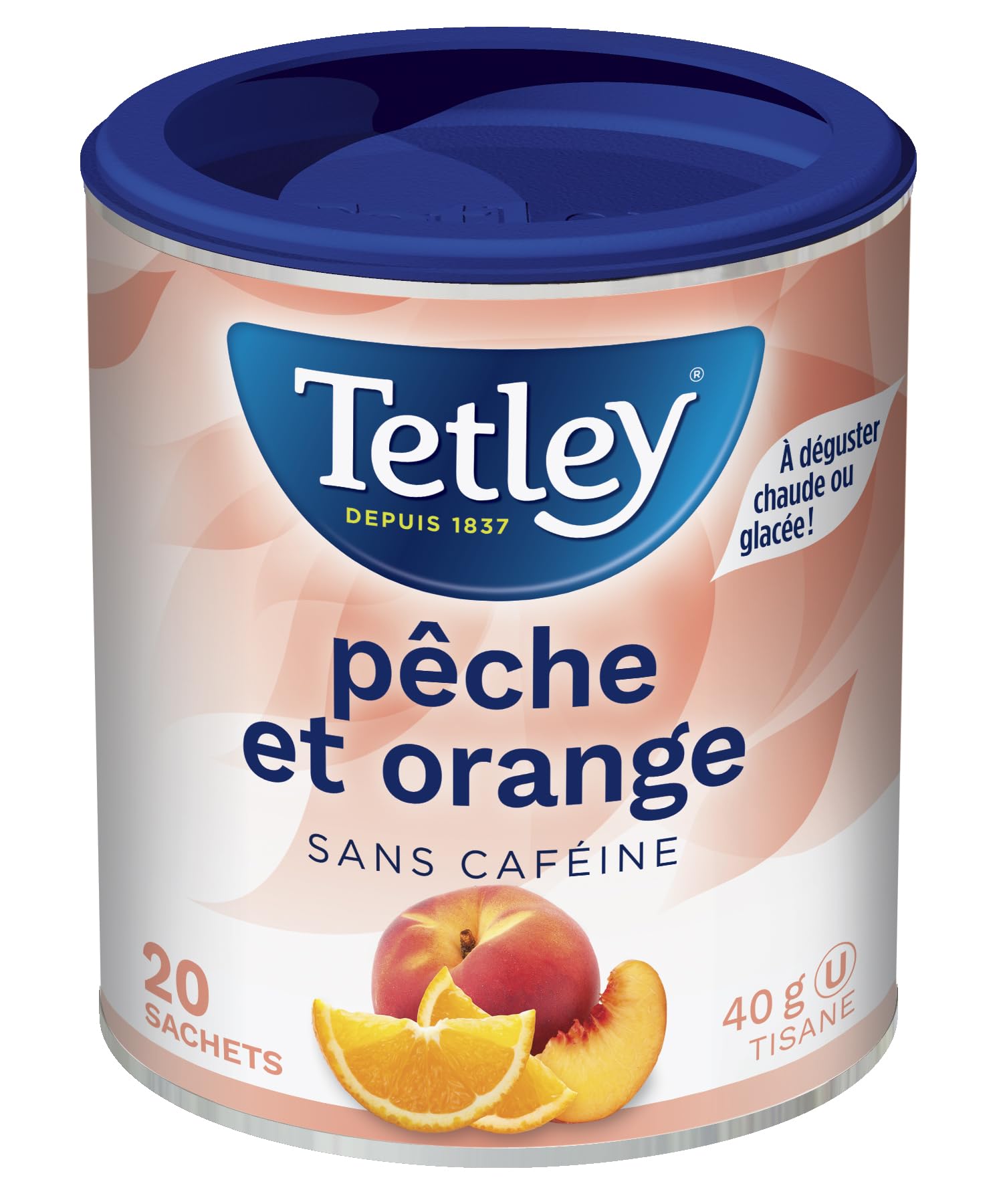 Tetley Peach Orange Herbal Tea - 20 Tea Bags, 40 Grams, Naturally