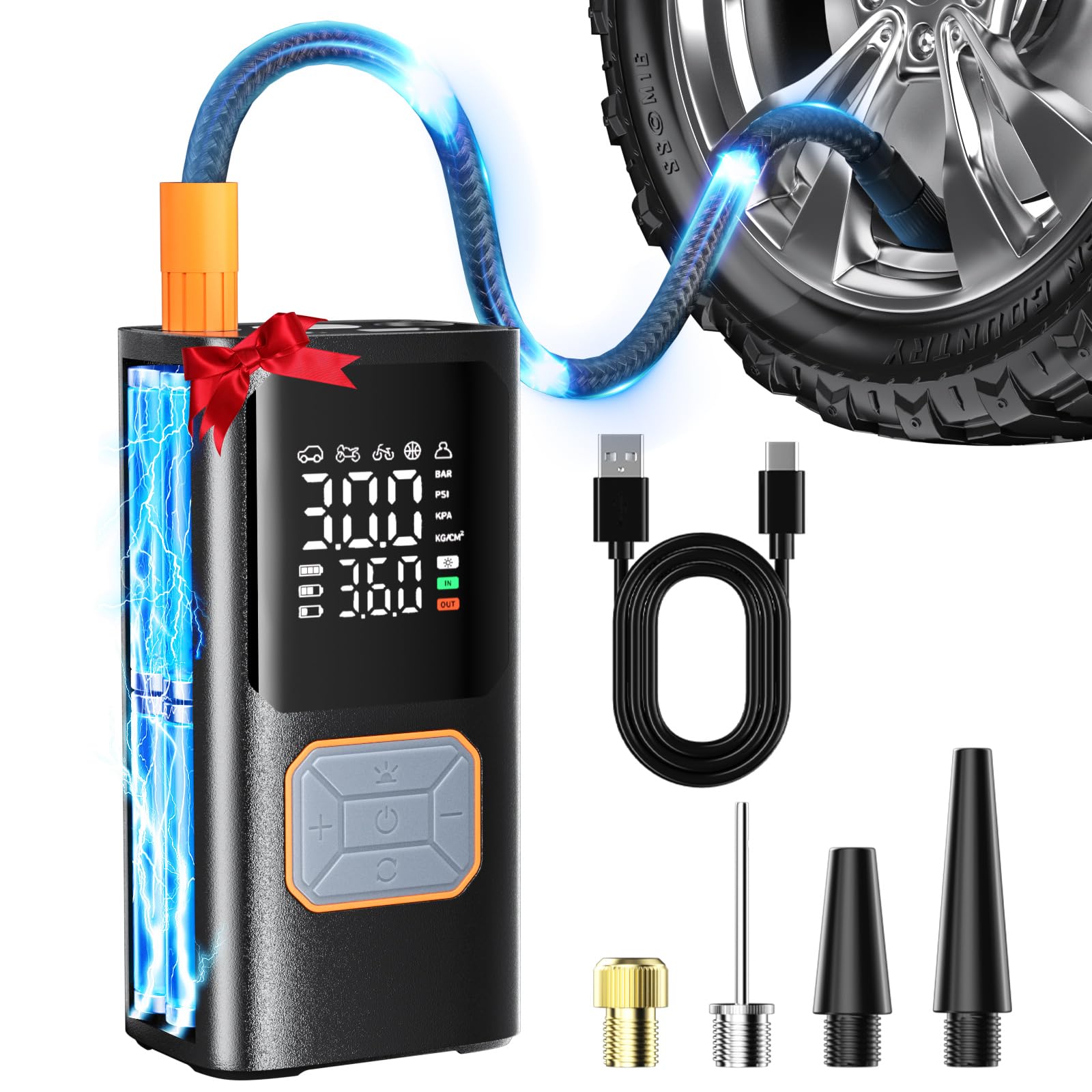150PSI Cordless Portable Tire Inflator & Air Compressor with Auto Shut-Off