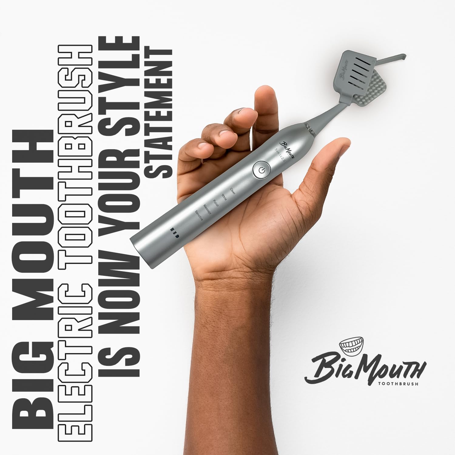 Spazzolino elettrico Big Mouth per adulti di Dr Bobbi (brevettato) spazzolino da viaggio mantiene una carica per 42 giorni ricaricabile ad ultrasuoni 5 modalità e 2 minuti timer automatico